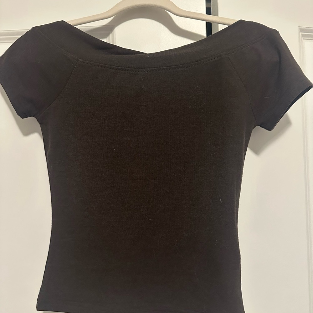 Edikted Dark Brown Short Sleeve Top